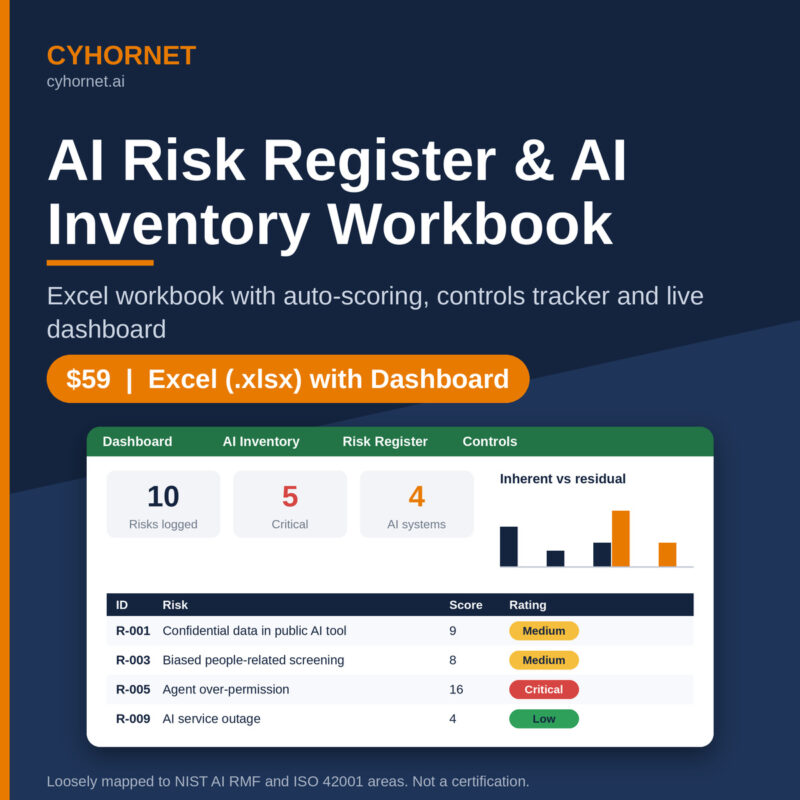 AI Risk Register & AI Inventory Workbook (Excel Template with Dashboard)