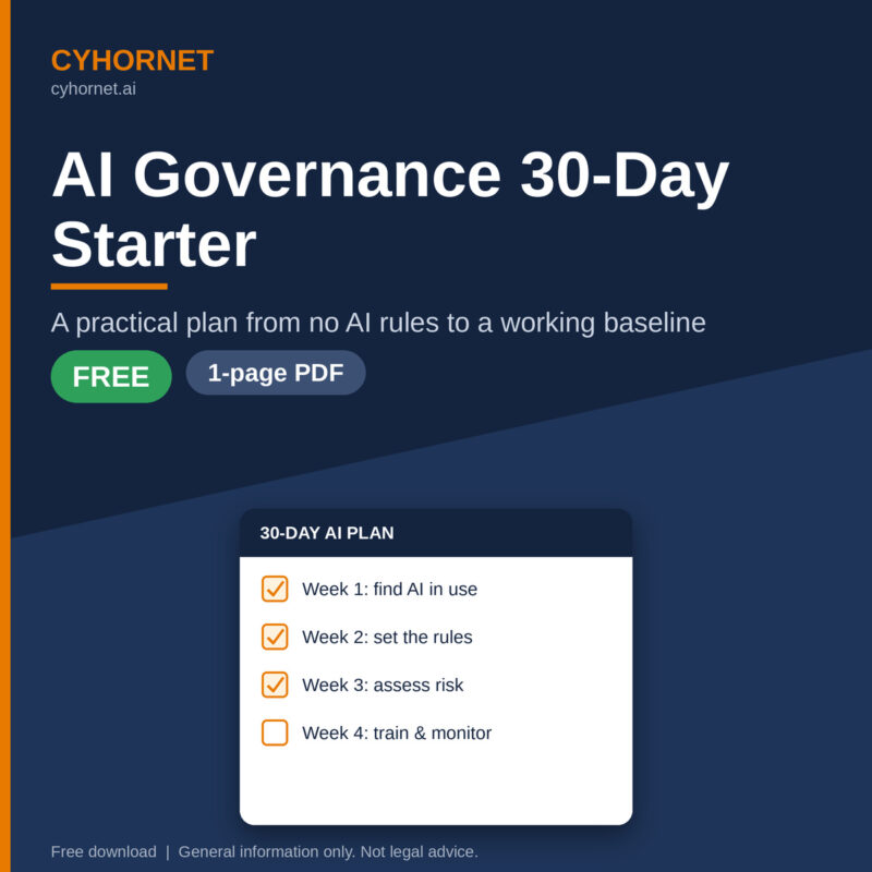 Free AI Governance 30-Day Starter Checklist (PDF)