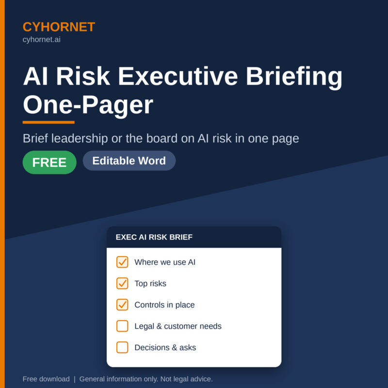 Free AI Risk Executive Briefing One-Pager Template (Word)