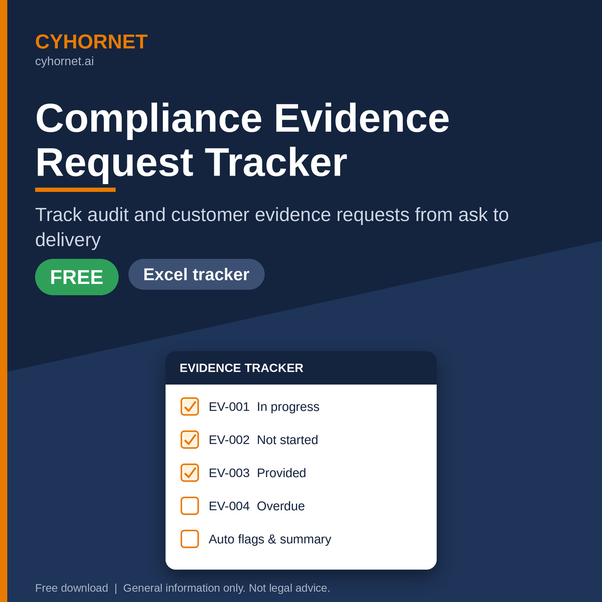 11_Compliance_Evidence_Request_Tracker Free Compliance Evidence Request Tracker (Excel)